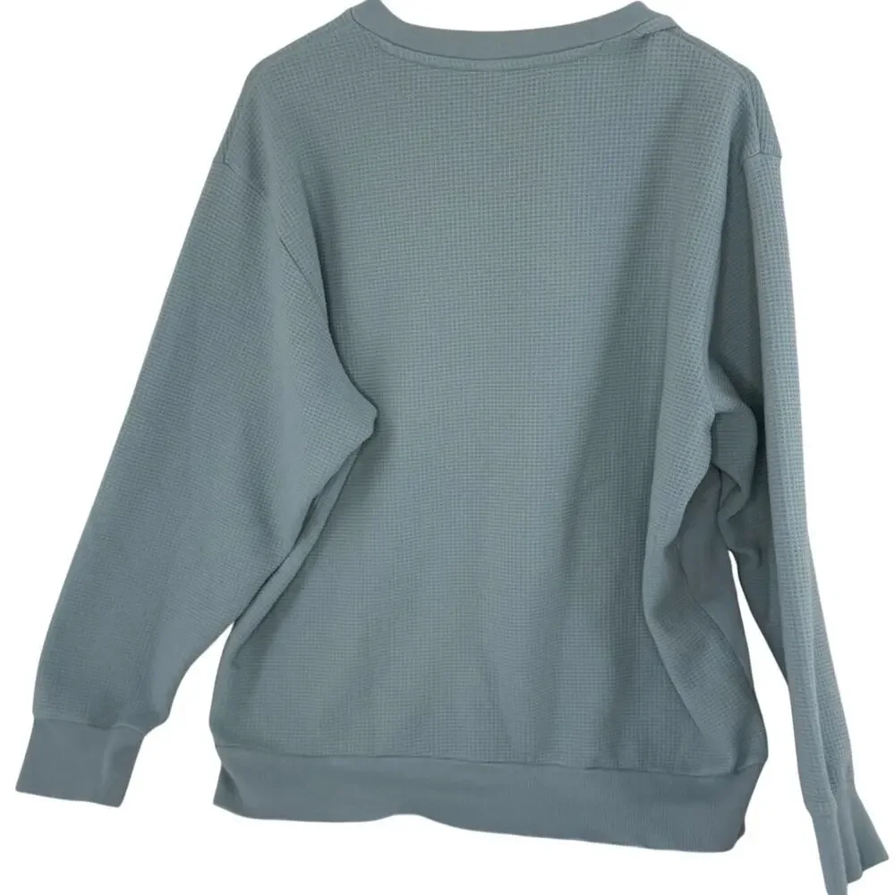 adidas Light Blue Waffle Crewneck Sweatshirt L